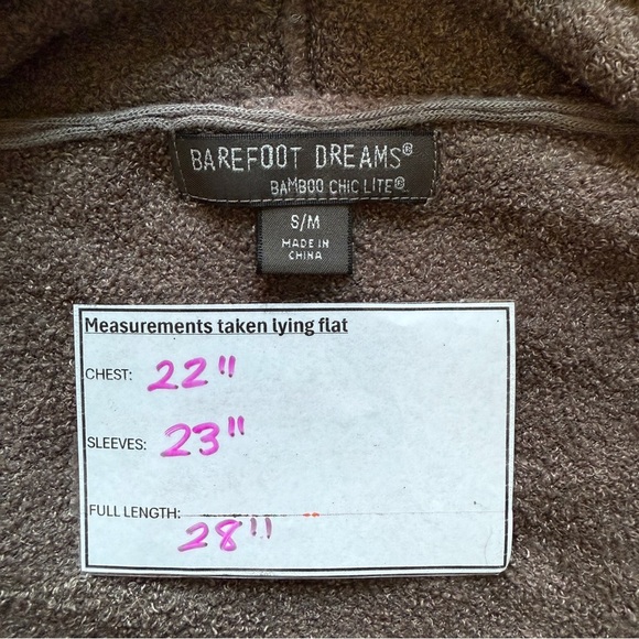 Barefoot Dreams Bamboo Chic Light Waterfall Cardigan in Taupe Brown - Picture 5 of 5
